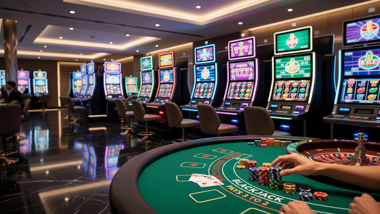 Close-up view of digital slot machine reels and interface elements