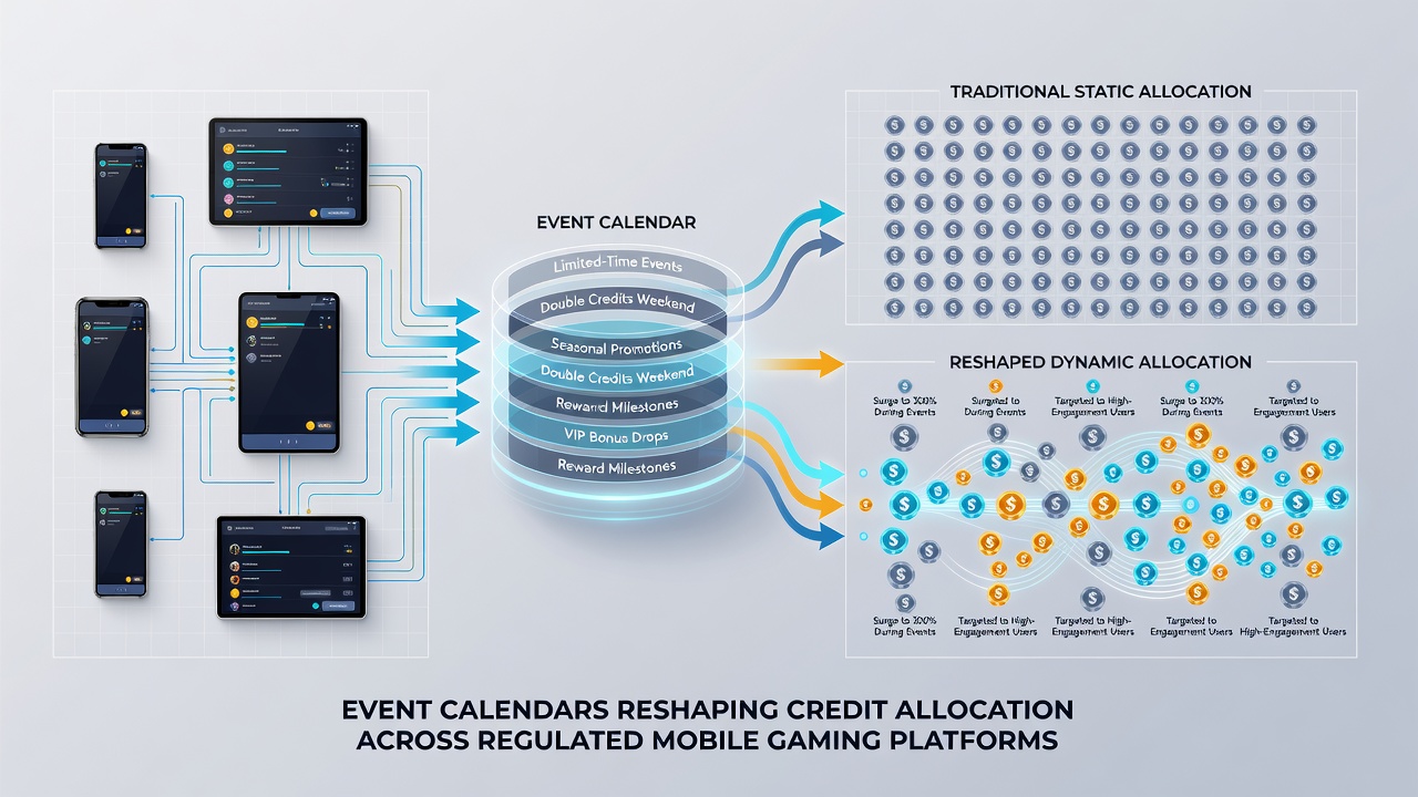 Analytics dashboard showing credit allocation trends across mobile gaming events