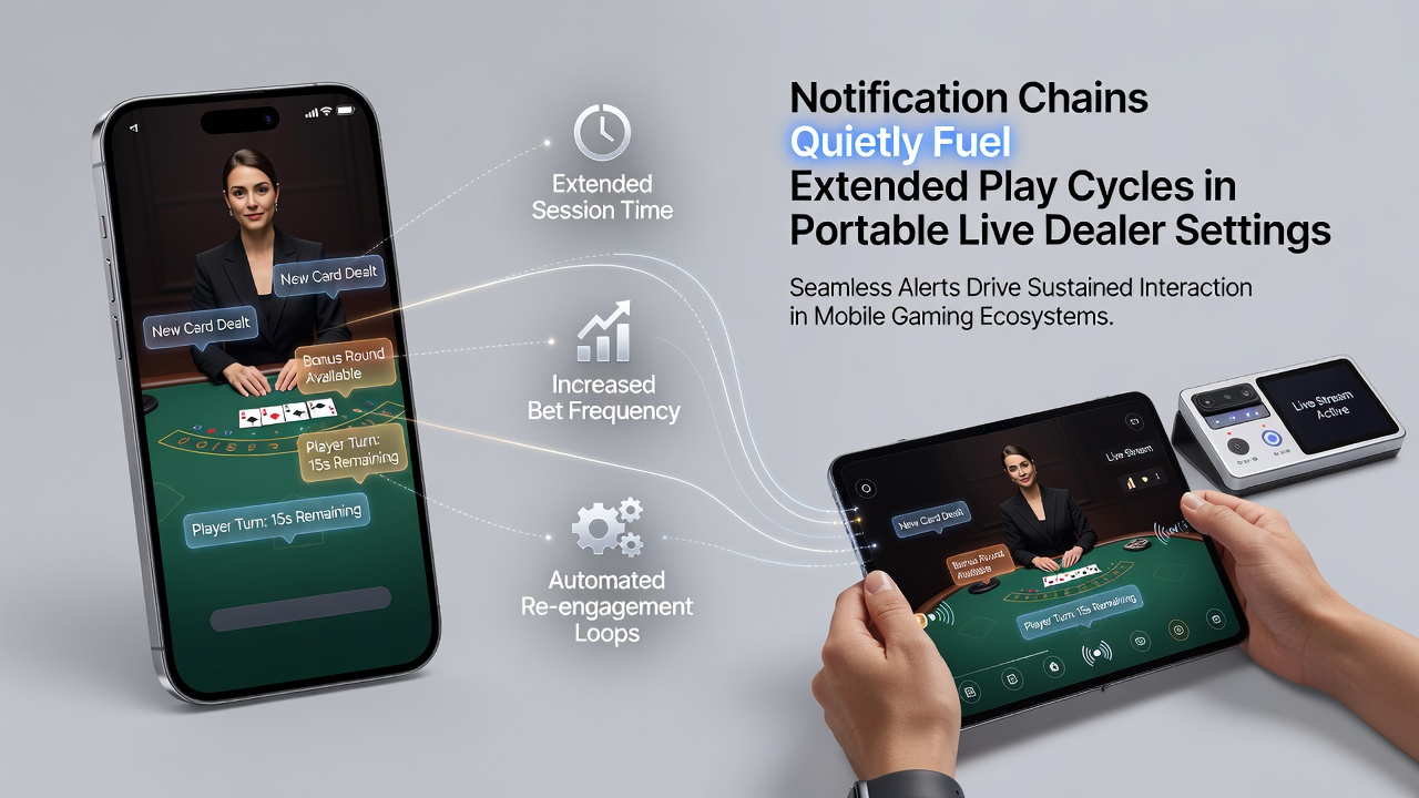 Close-up of smartphone screen with live dealer blackjack table and overlaid notification banner prompting continued play