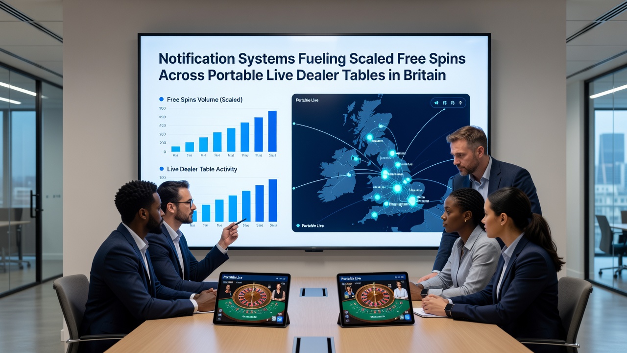 Mobile live dealer tables receiving scaled free spin notifications during active sessions in Britain