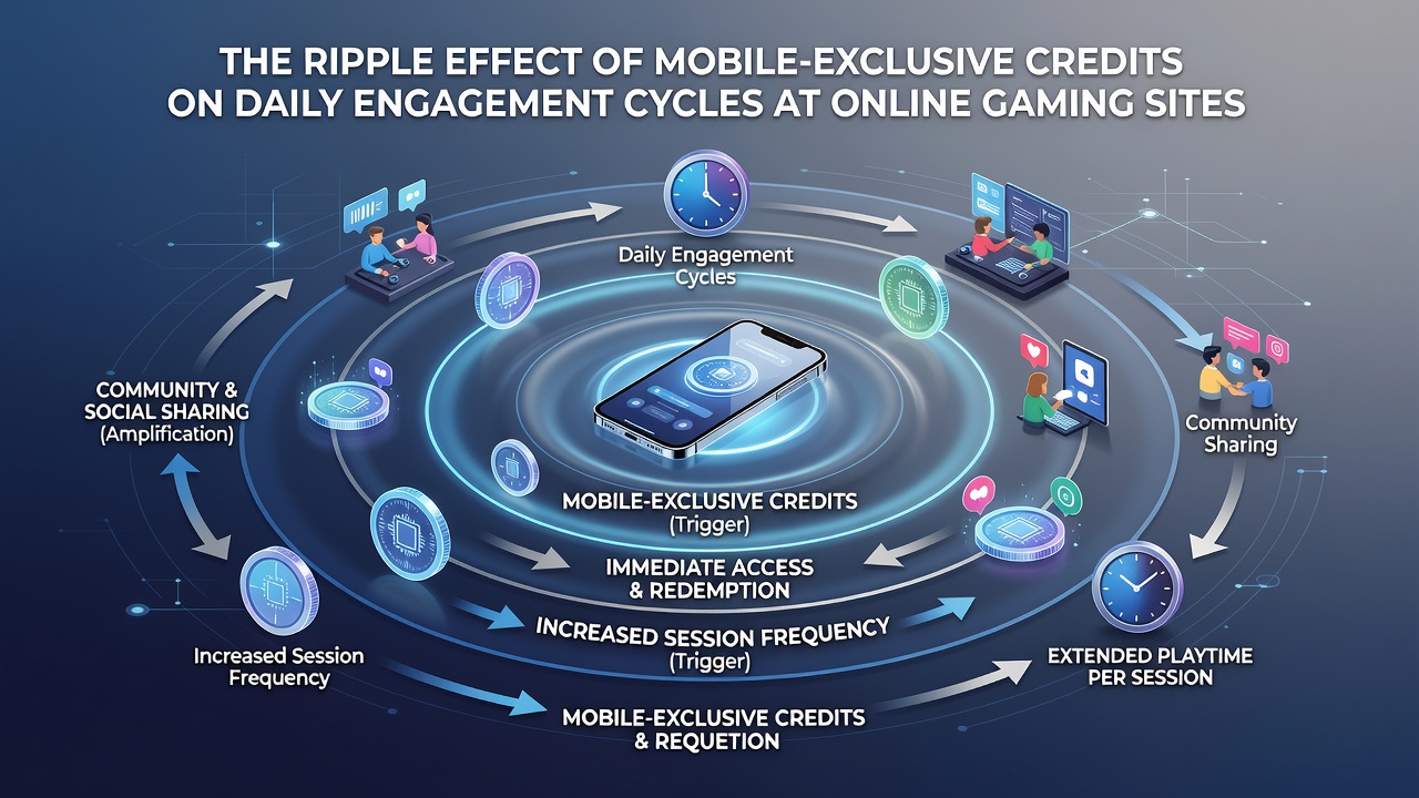 Late evening scene with users engaging on mobile gaming apps while receiving time-sensitive credits