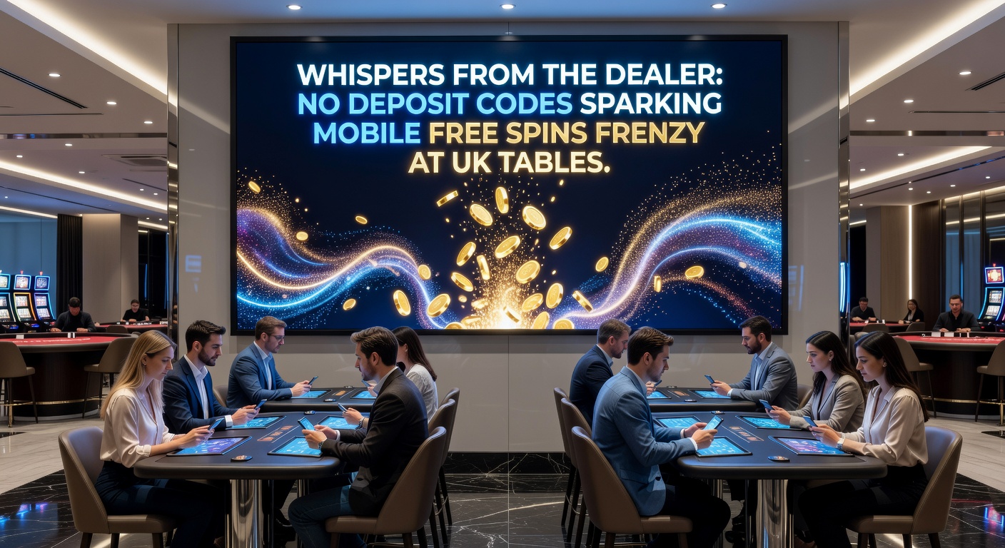 Vibrant mobile interface displaying active free spins frenzy on a live dealer blackjack table with no-deposit code overlay